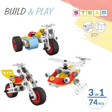 3 in 1 Helicopter Motorcycle Tricycle STEM DIY Toys for Kids by babyandjoy.com