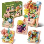 4-in-1 Flower Building Kit – 3D Pink Sunflower Picture Frames & Botanical Collection for Home and Office Decor by babyandjoy.com