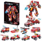 8-in-2 DIY Fire Robot Truck Building Blocks – Construction Engineering Car & Fire Engine Robot Set by babyandjoy.com