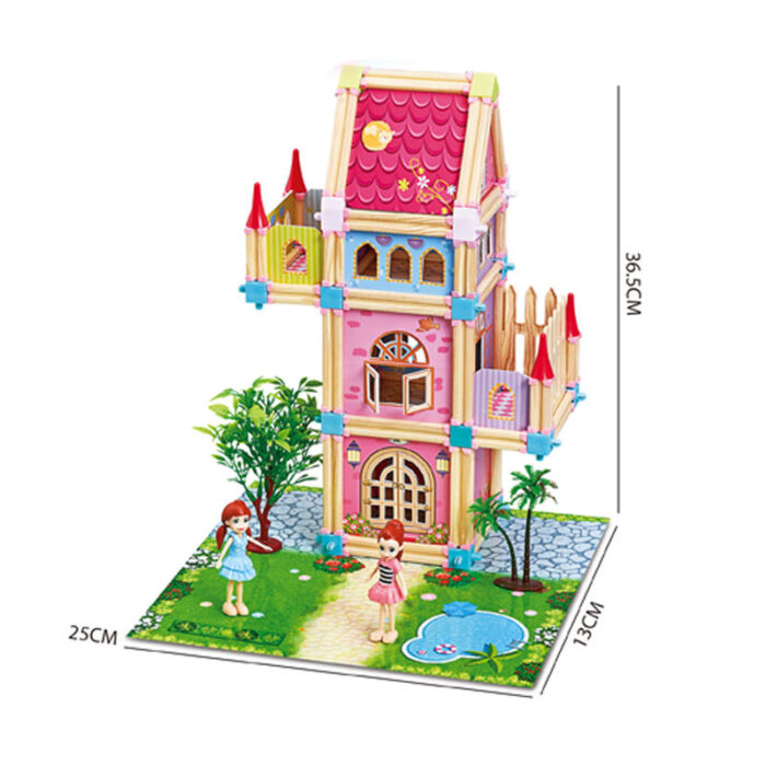 Dollhouse Dream House - 234 Pcs DIY Princess Castle Building Kit with 4 Dolls - Educational Toddler Playhouse Gift 3- babyandjoy.com