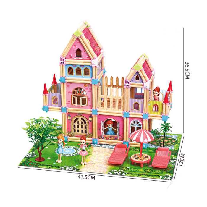 Dollhouse Dream House - 234 Pcs DIY Princess Castle Building Kit with 4 Dolls - Educational Toddler Playhouse Gift 5- babyandjoy.com