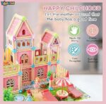 Dollhouse Dream House - 234 Pcs DIY Princess Castle Building Kit with 4 Dolls - Educational Toddler Playhouse Gift 3- babyandjoy.com