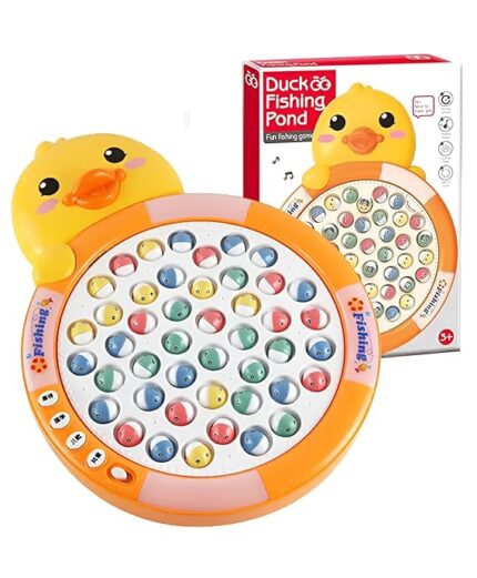 45 Pcs Classic Fishing Game Set | Musical Fish Catching Toy with Duck-Shaped Board, 45 Fishes, 4 Rods | Fun Rotating Board Game with Lights & Music | Educational Toy for Kids by Babyandjoy.com