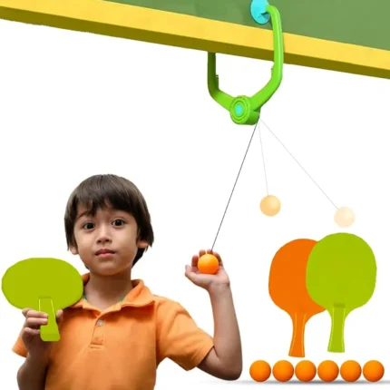 Hanging Table Tennis Self Training Set – 2 Rackets & 3 Balls, Portable Double Sparring Toy for Parent-Child Indoor Play & Hand-Eye Coordination
