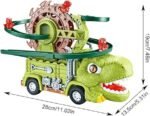Dinosaur track racing toy with stair slide, lights and music for kids