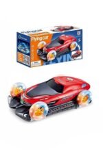 Flying car toy with 360 rotation, bump and go action, LED lights and sound