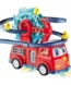 Interactive fire truck toy with duck slide and lights for kids indoor play