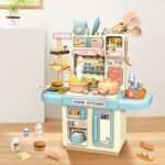 Mini kitchen playset toy 33 pcs with realistic steam and lights for kids