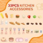 Mini kitchen playset toy 33 pcs with realistic steam and lights for kids