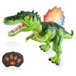 Remote control dinosaur toy with music and LED lighting for kids