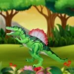 Remote control dinosaur toy with music and LED lighting for kids