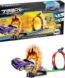 Track racing car toy set with single loop track and launcher for kids