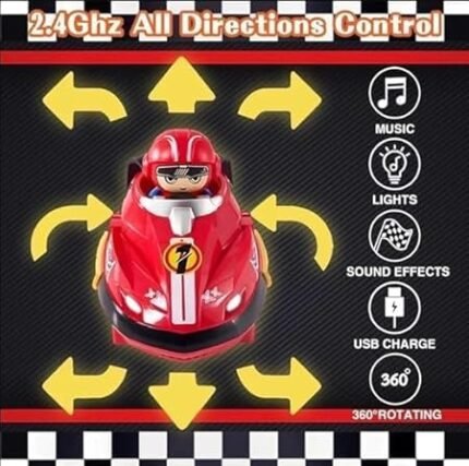 2 player RC go kart bumper car battle set with lights and music